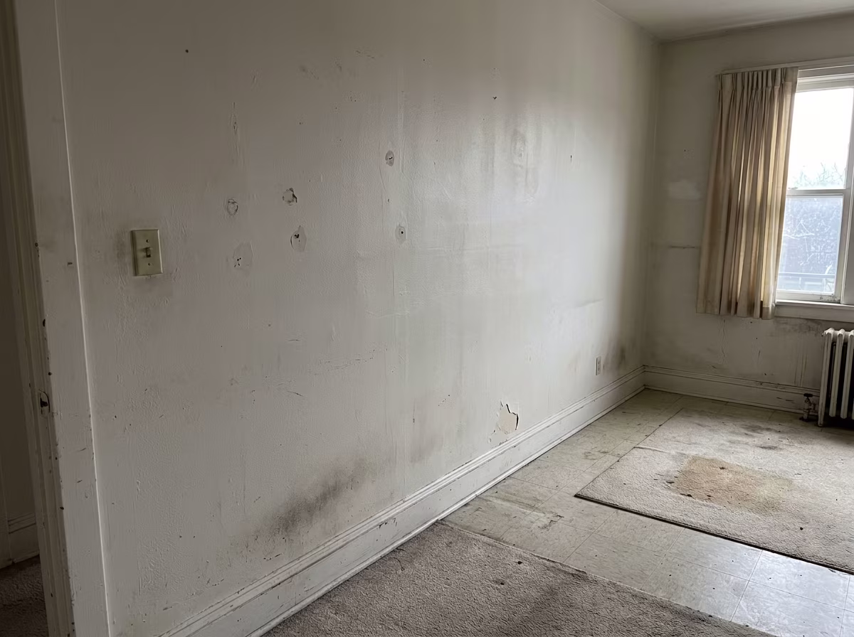 Worn interior walls before painting