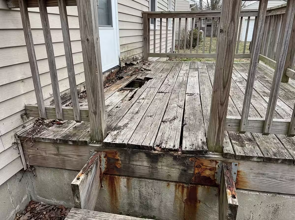 Deteriorated deck before restoration