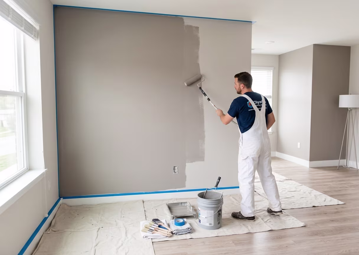Professional interior painting in progress